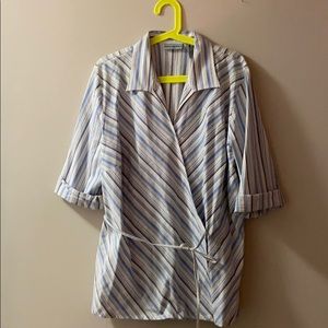 Cute tie in the front striped blouse